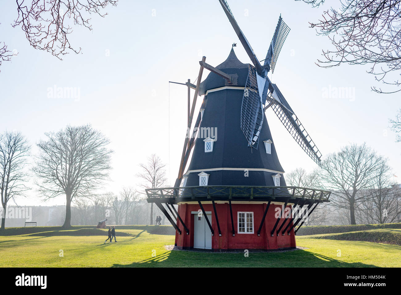 Dans un moulin, Kastellet en forme d'étoiles forteresse militaire, Copenhague, Danemark Banque D'Images
