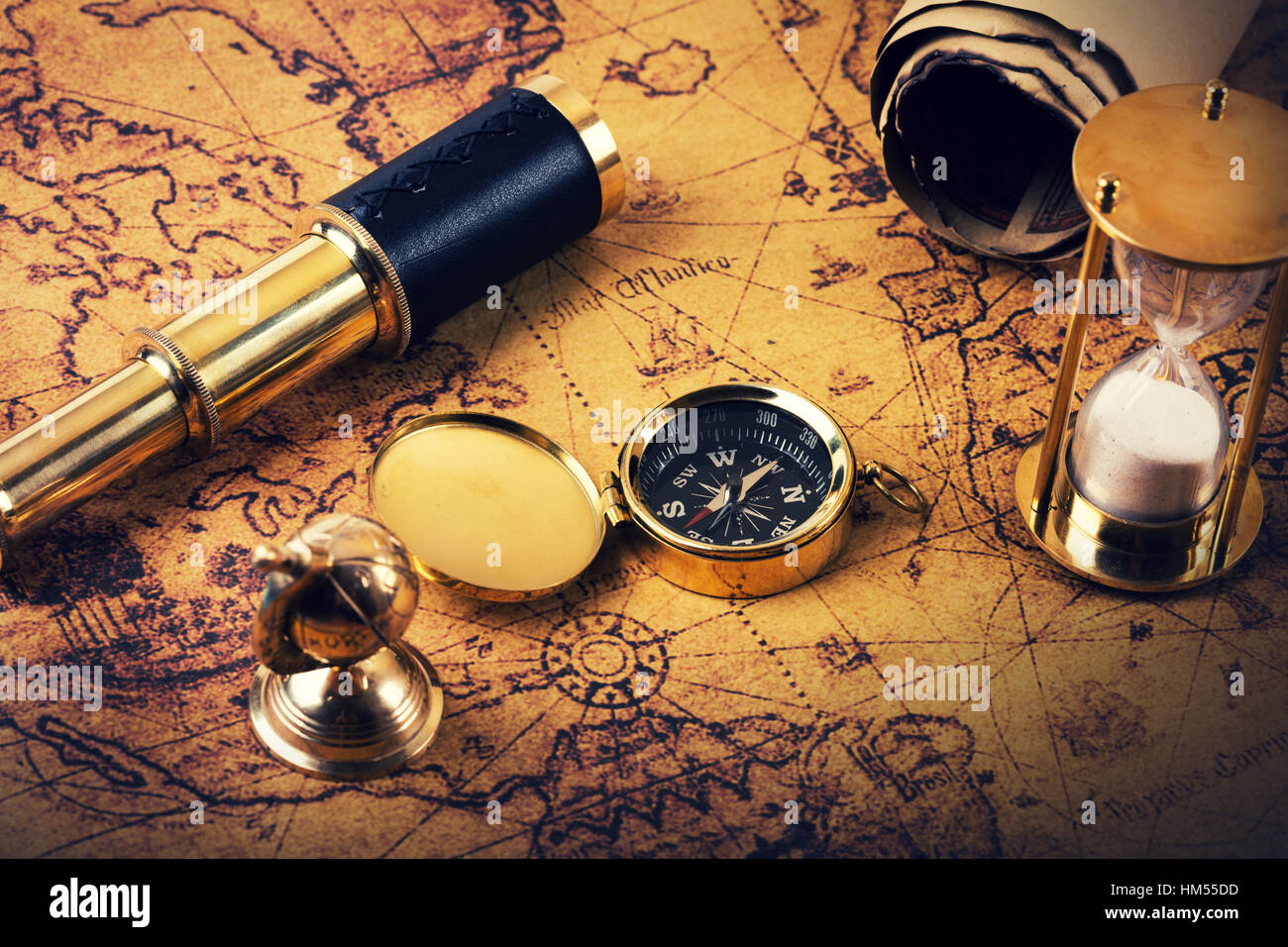 La recherche d'aventures concept - vintage items de navigation Banque D'Images