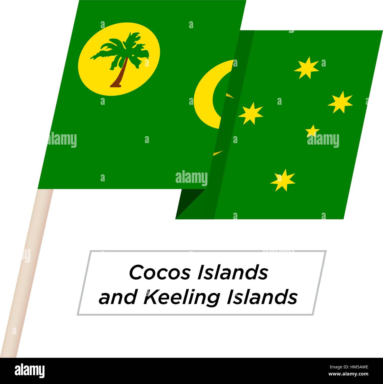 Îles Cocos Îles Keeling et Waving Flag Ruban isolé sur blanc. Vector Illustration. Illustration de Vecteur