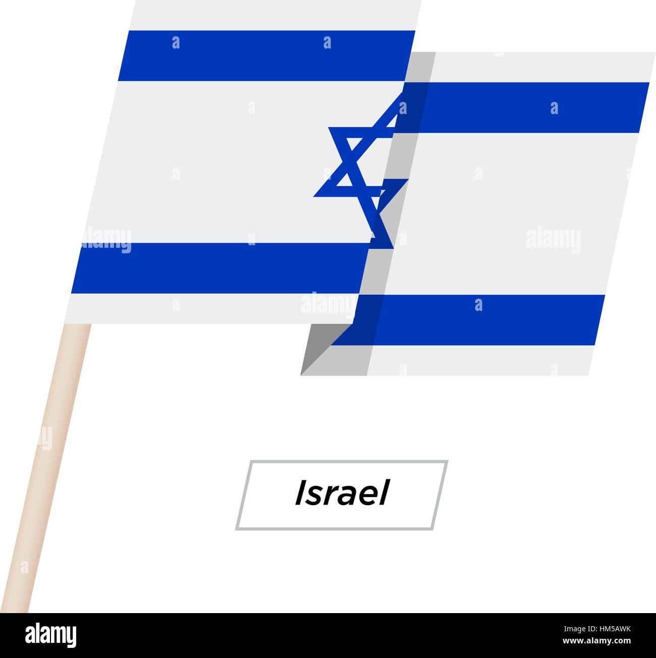 Israël Ruban Sharp Waving Flag isolé sur blanc. Vector Illustration. Illustration de Vecteur