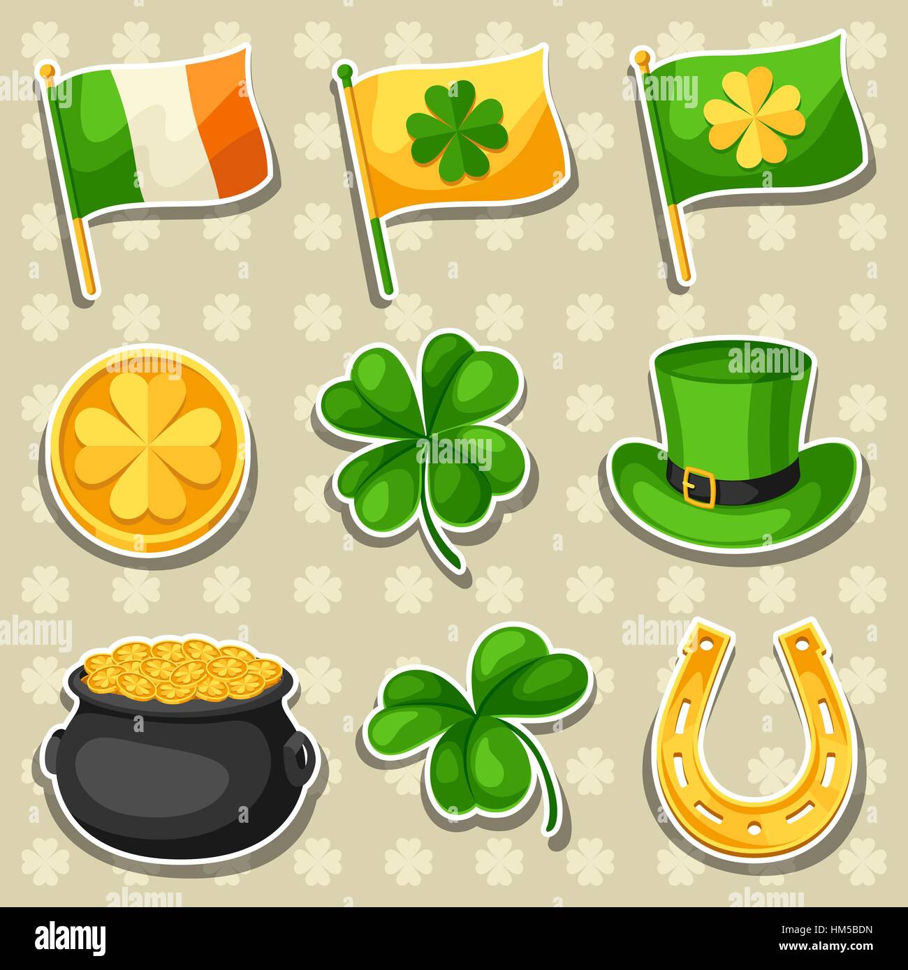 Carte Drapeau Trèfle Aimant Carte Irlande Avec Drapeau & Symboles - Leprechaun, Trèfle, Harpe Celtique - Souvenir Vert Boite Souvenir