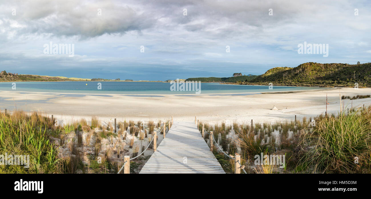 Promenade à la plage, lac Taharoa, Northland, North Island, New Zealand Banque D'Images