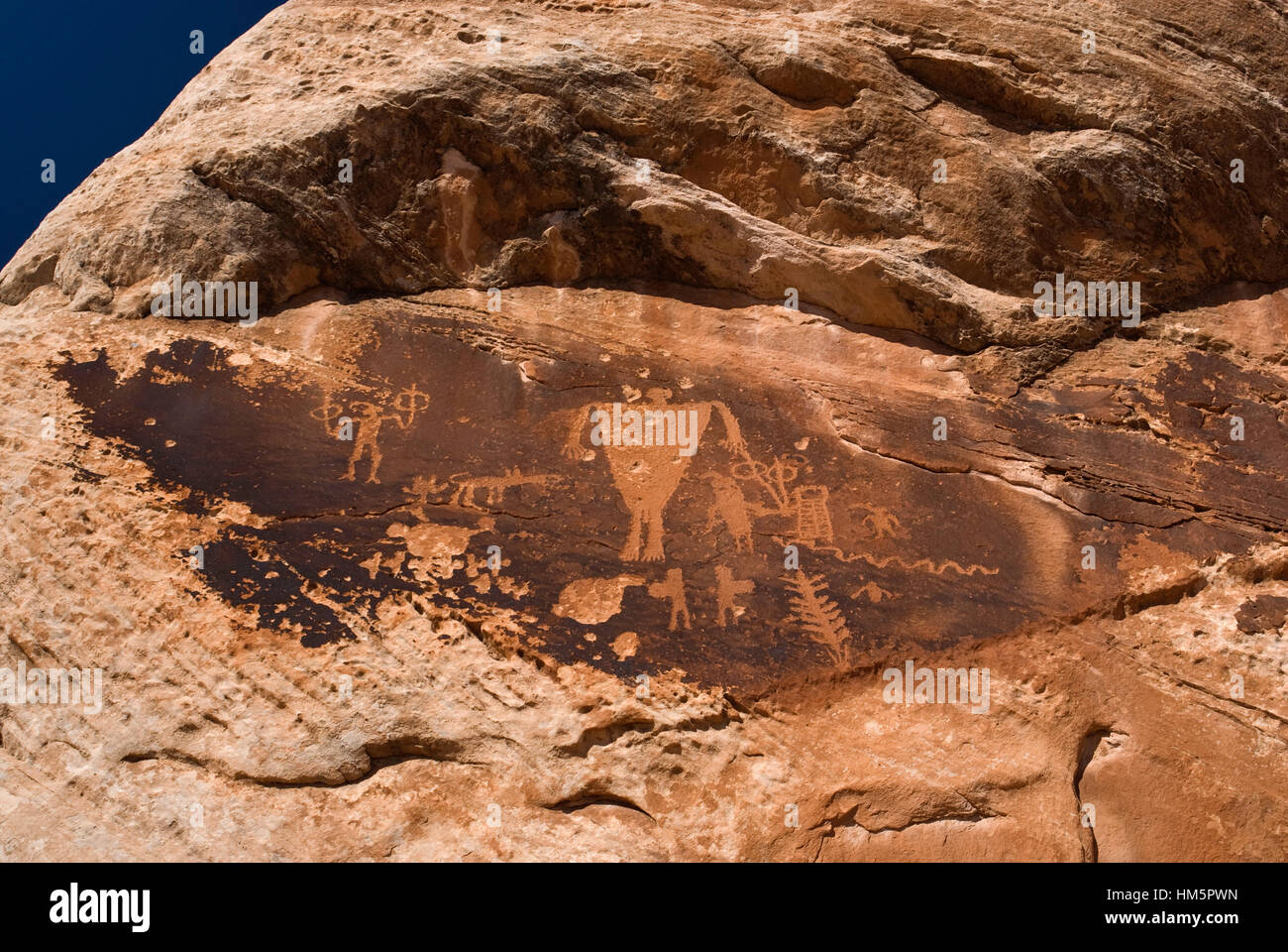 Basketmaker Anasazi Petroglyphes, près de Bluff, Utah, États-Unis Banque D'Images