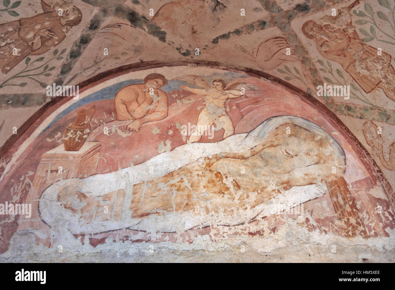 L'intérieur de fresques , Qasr Amra, également transcrit ou Qusair Amra Qusayr Amra, est le plus connu de ces châteaux du désert situé dans l'est de la Jordanie Banque D'Images