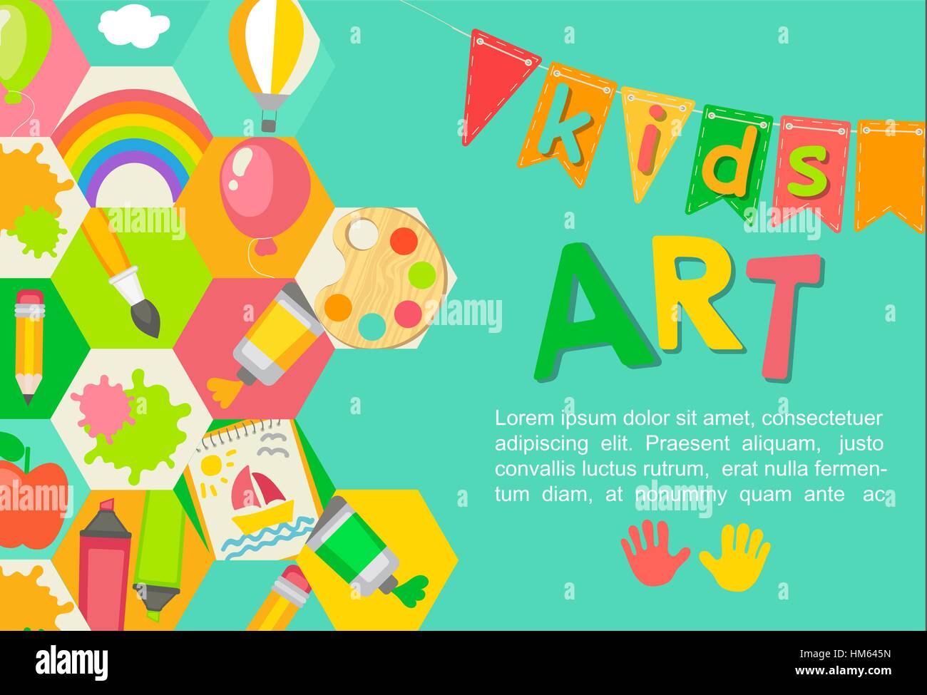 Les enfants sur le thème de l'affiche dans le style. L'éducation et la jouissance concept, vector illustration. Illustration de Vecteur