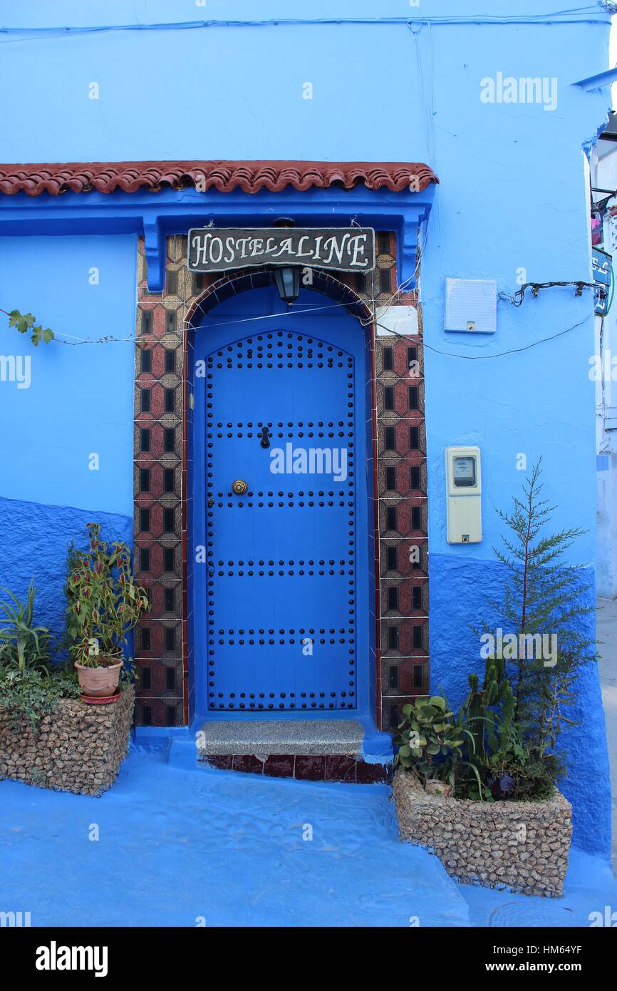 Chefchaouen, village du nord du moountain bleu Maroc où certains des mondes les plus populaires de haschisch est cultivé. Banque D'Images