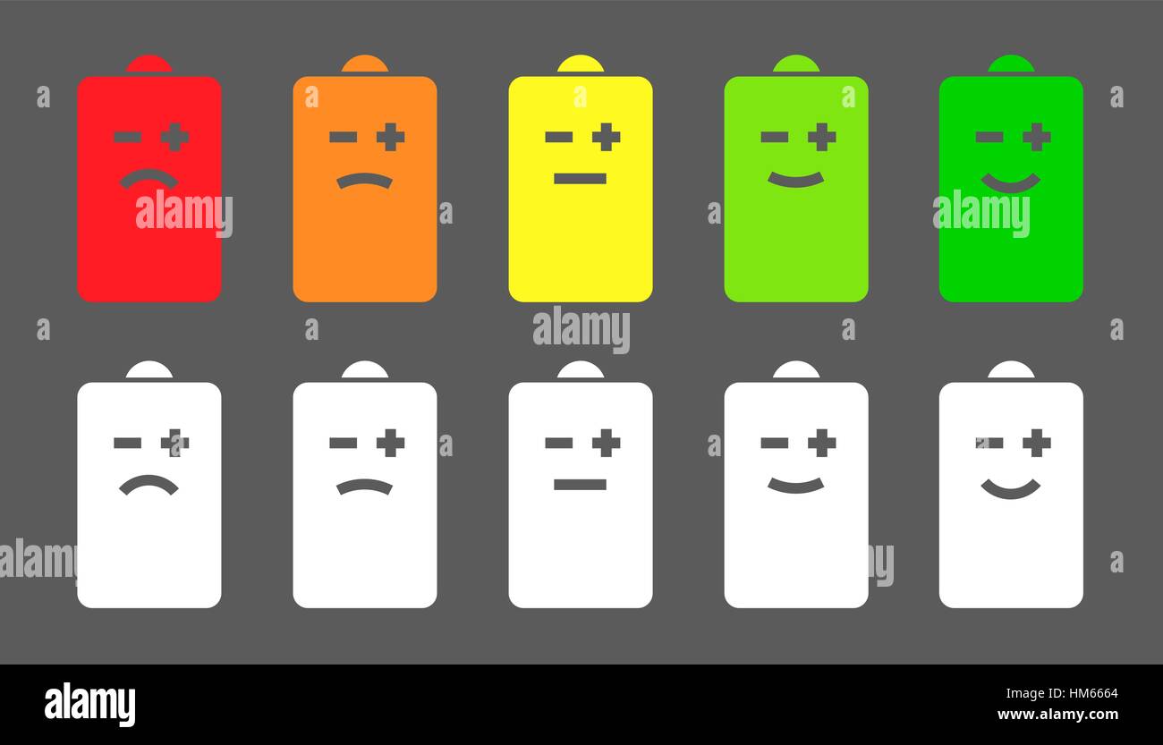 Niveau batterie émoticônes Illustration de Vecteur