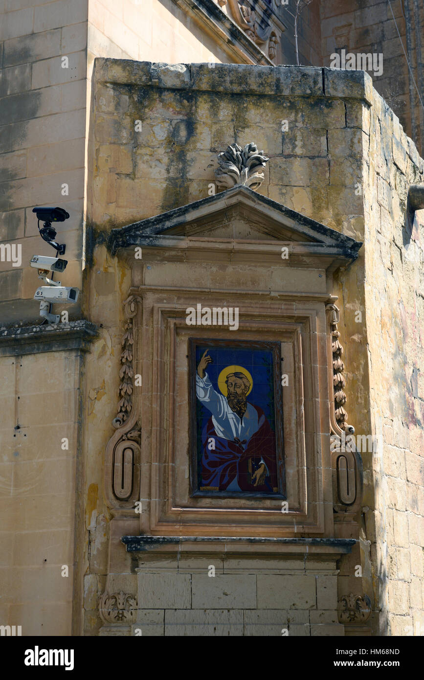 Mdina Malte Ancienne capitale ville silencieuse de la rue côté rue citadelle fortifiée la figure du Christ site du patrimoine mondial RM Città Vecchia Città Banque D'Images