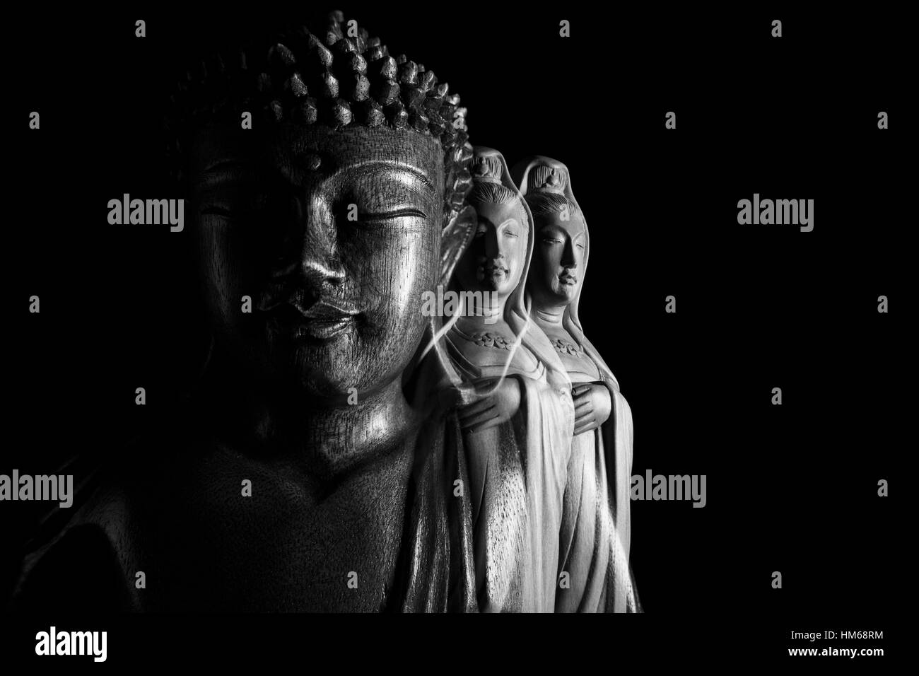 Sculpture Bouddha/佛 像/佛像 et Avalokitasvara/觀世音 觀音 sculpture Bodhisattva/觀自在 觀音菩薩/菩薩/觀自在菩薩 觀世音菩薩 ///像 Banque D'Images