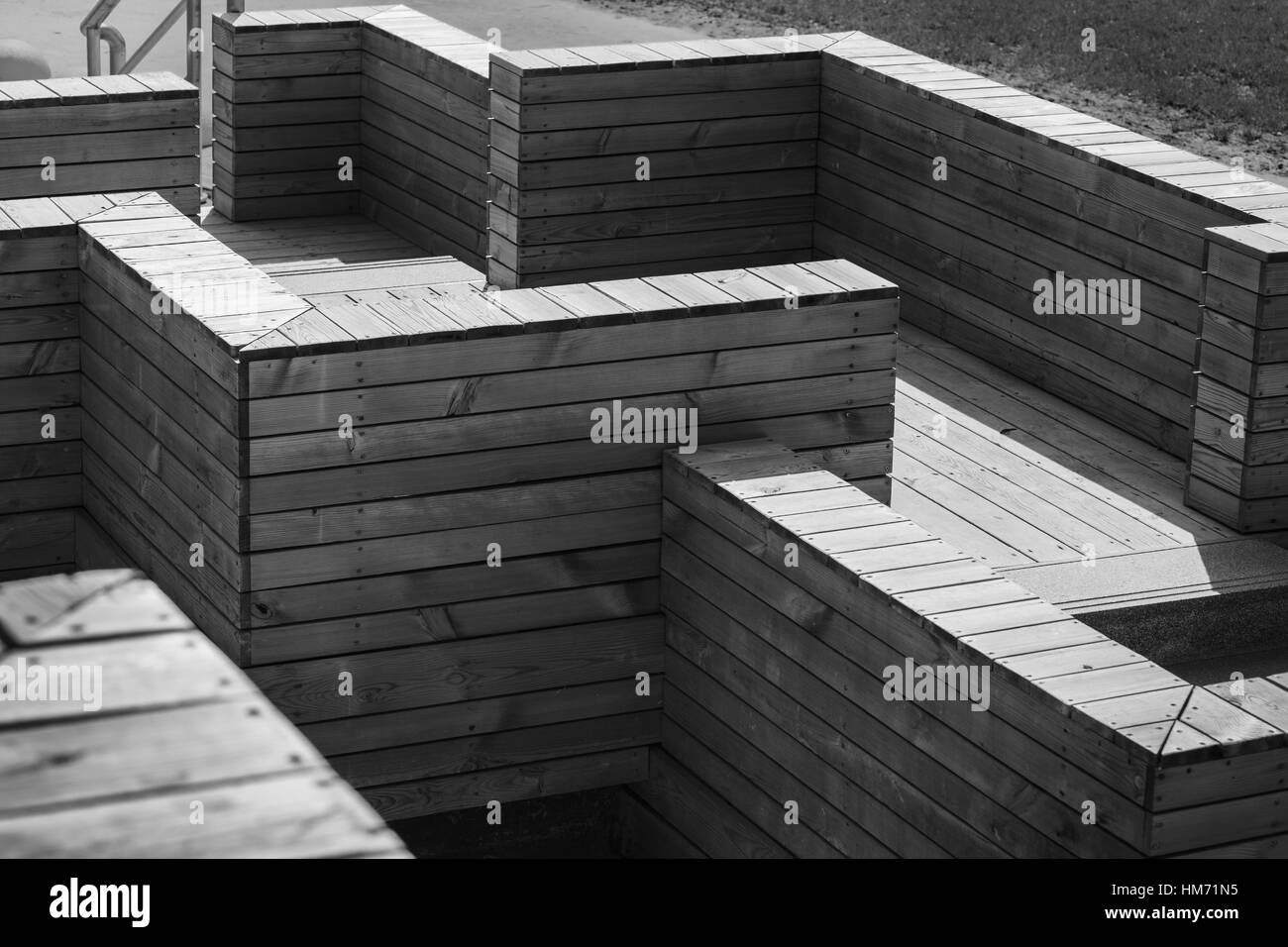 Abstrait architecture fragment. Le jeu de lumière et ombre. Photographie noir et blanc Banque D'Images
