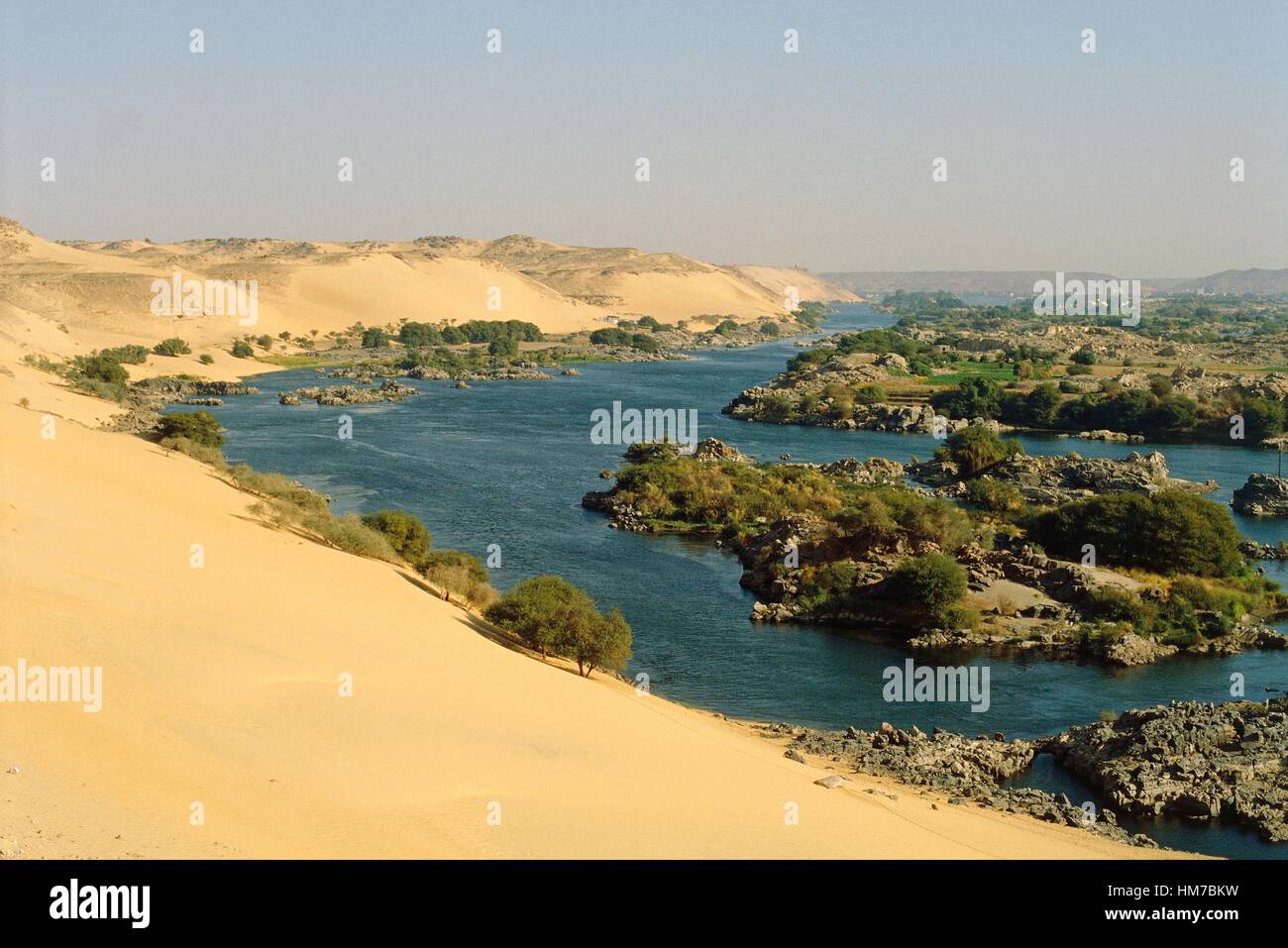 Le Nil près de la première cataracte, la Nubie, l'Egypte. Banque D'Images