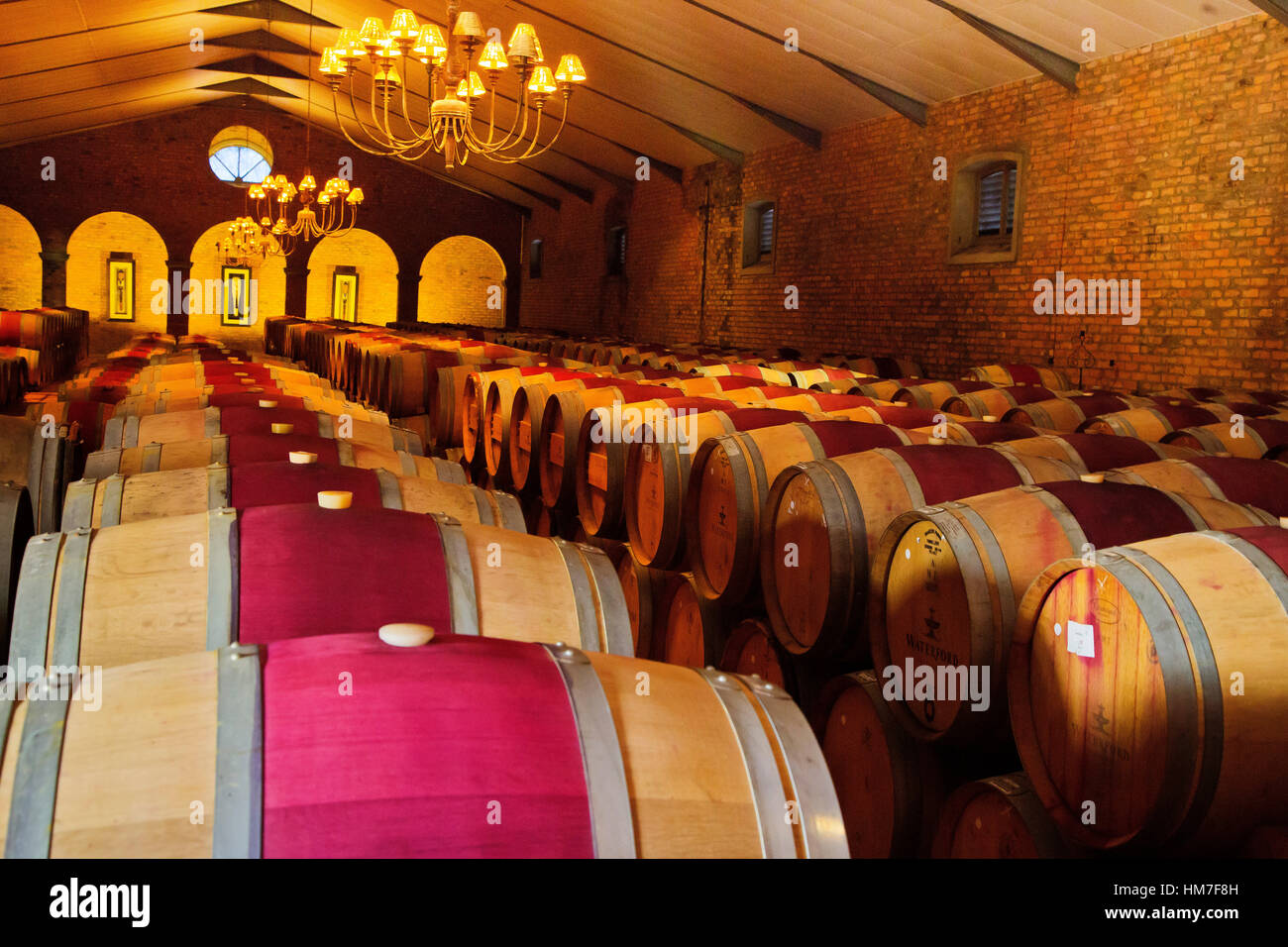 Des tonneaux de vin à Waterford State Farm, Stellenbosch, Afrique du Sud Banque D'Images