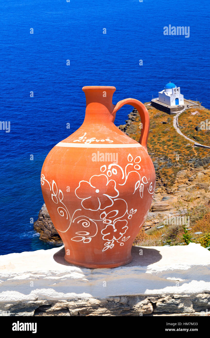 Décoration traditionnelle grecque sur l'île de Sifnos, Grèce Banque D'Images