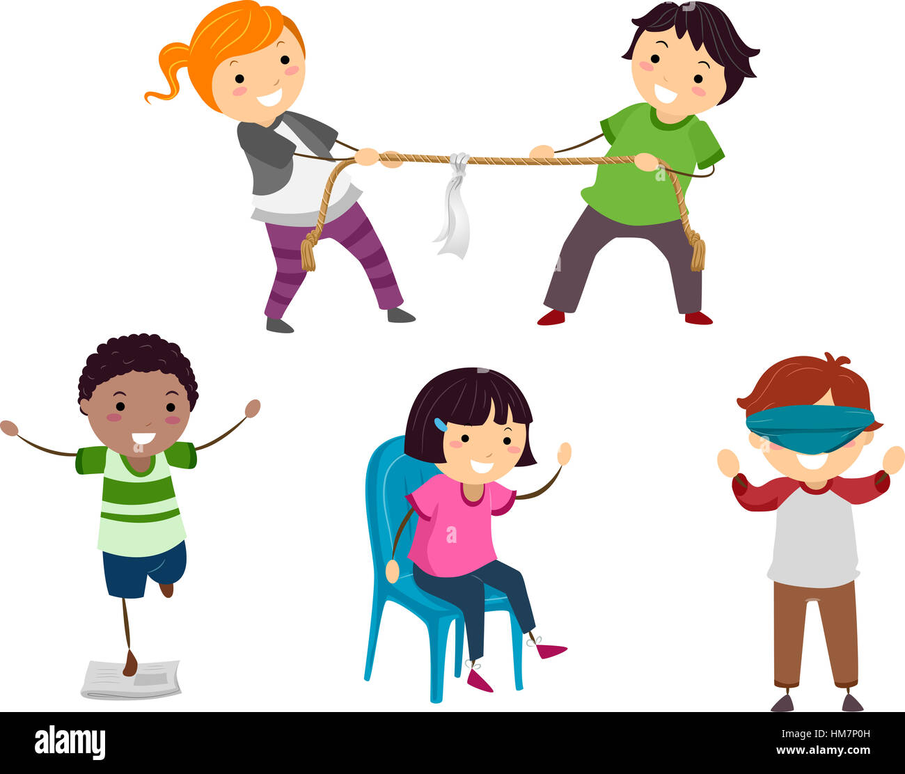 Stickman Illustration de Enfants jouant différents jeux de salon Banque D'Images