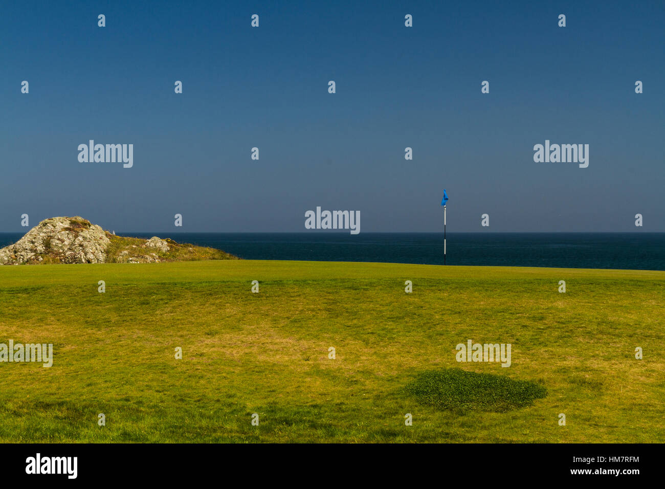 Clifftop putting green Golf Club et du District de Nefyn, Morfa, Nefyn Llyn Peninsula, Gwynedd, Pays de Galles, Royaume-Uni Banque D'Images