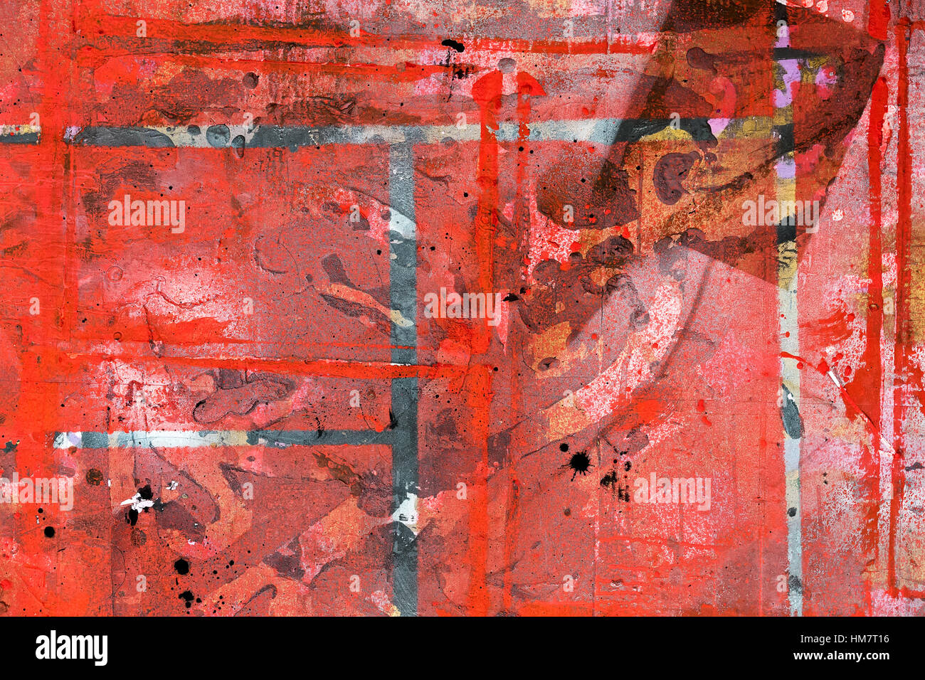 Surface peinture vitrail en couleurs rouge Banque D'Images