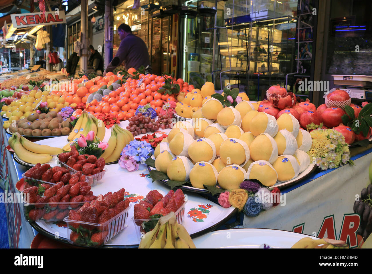 Bursa, Turquie - 23 Février 2016 : fruits frais au marché ouvert de Bursa Turquie Banque D'Images