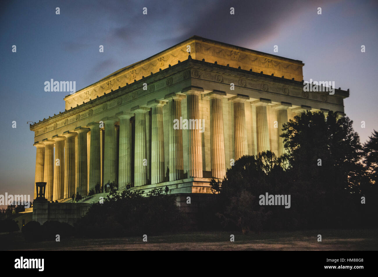 Lincoln Memorial Protections Extérieures au crépuscule, Washington, DC, USA Banque D'Images