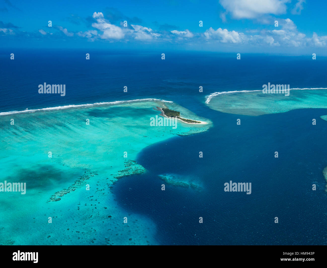Vue aérienne de la lagon de Wallis, Wallis et Futuna, du Pacifique Sud, du Pacifique Banque D'Images