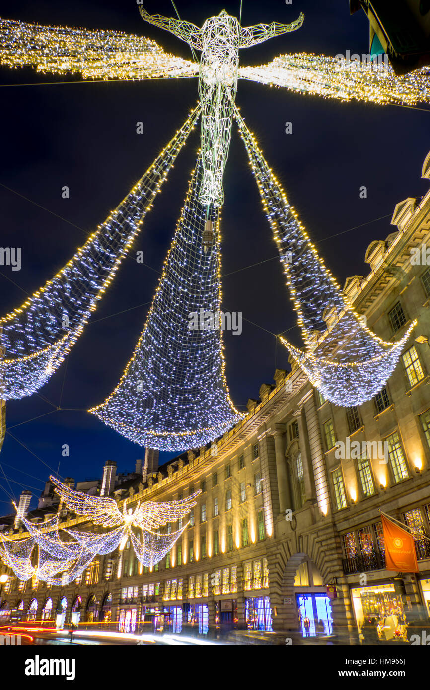 Regent Street lumières de Noël en 2016, Londres, Angleterre, Royaume-Uni Banque D'Images