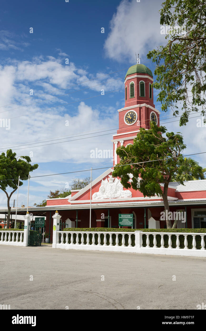 Le Garrison Savannah, Tour de l'horloge, Bridgetown, Christ Church, Barbade, Antilles, Caraïbes, Amérique Centrale Banque D'Images