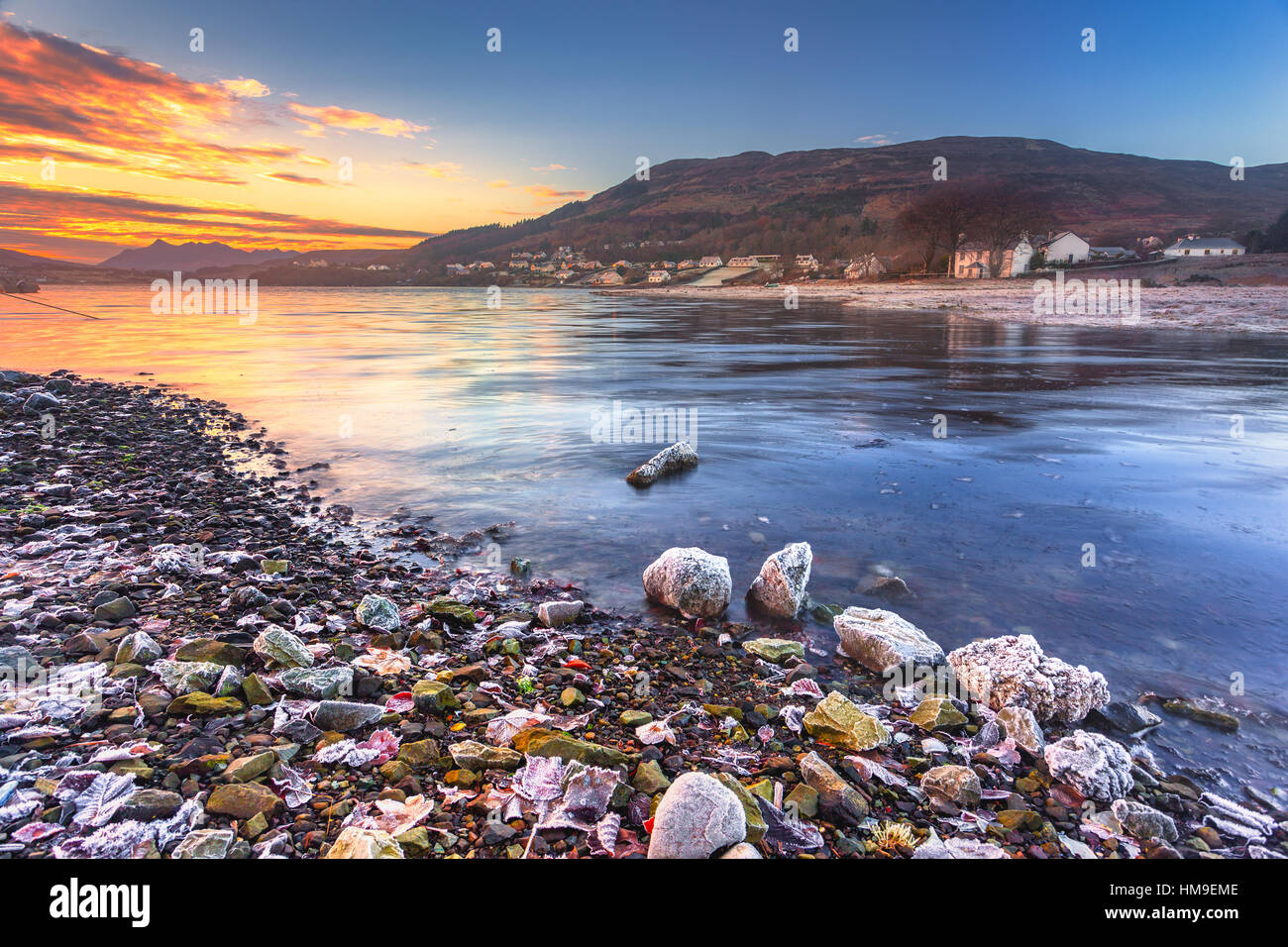 Lever du soleil à Portree, Isle of Skye, Scotland Banque D'Images