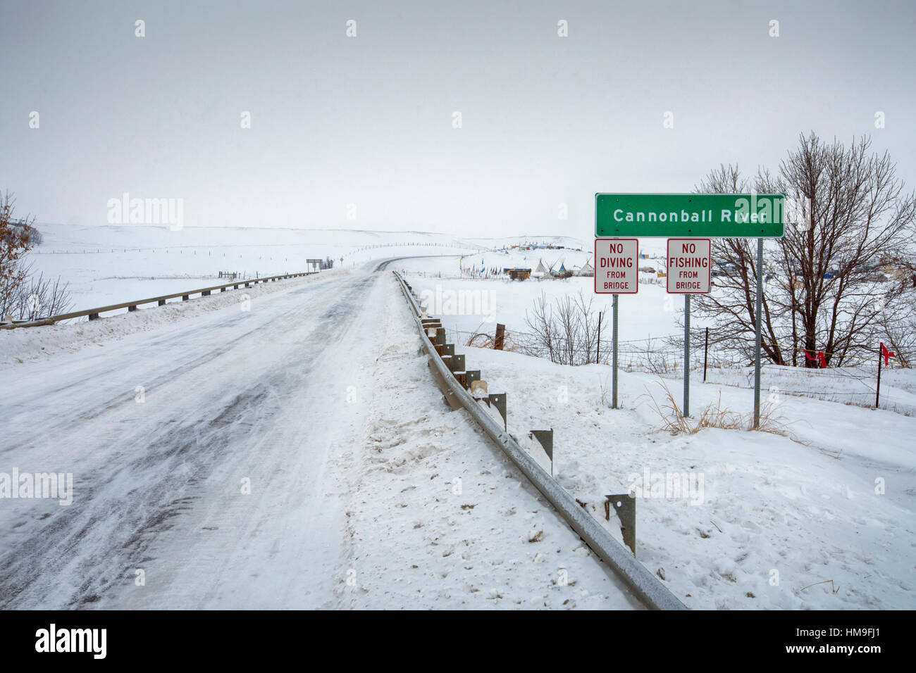Cannon Ball River Bridge, Boulet, Dakota du Nord, USA, Janvier 2017 Banque D'Images