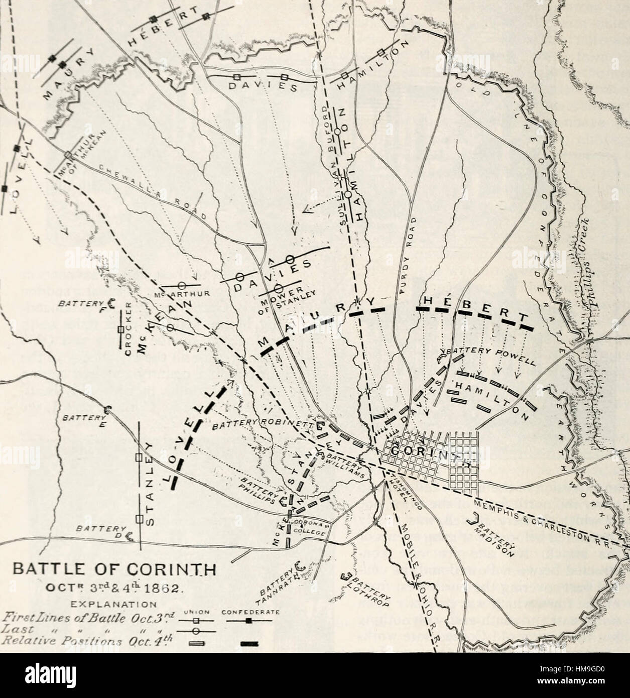 Bataille de Corinthe, 3 et 4 octobre 1862. Guerre civile USA Banque D'Images