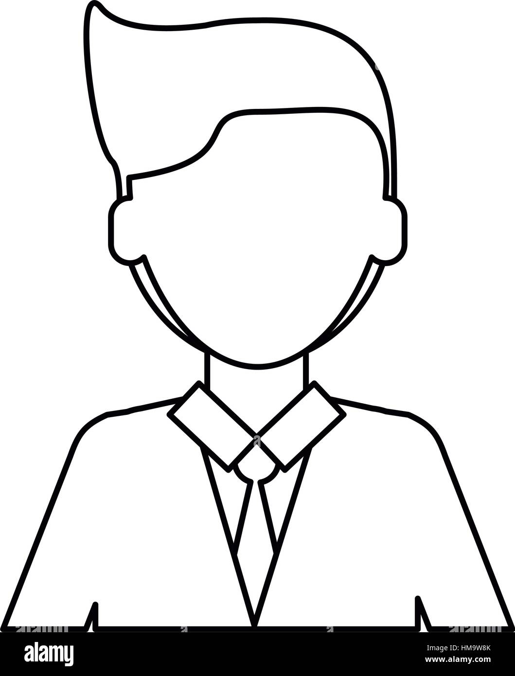 Jeune homme costume dessin animé avec cravate fine ligne employé Image  Vectorielle Stock - Alamy