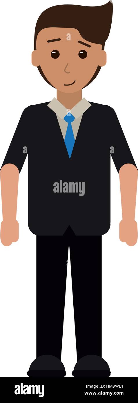 Jeune homme costume dessin animé avec cravate employé Image Vectorielle  Stock - Alamy