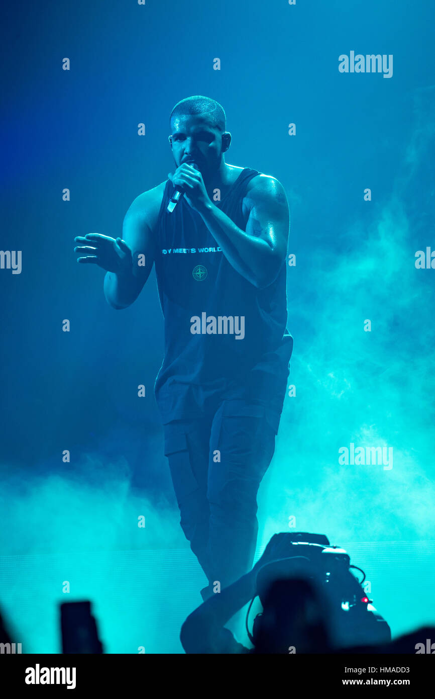 Londres, Royaume-Uni. Jan 30, 2017. Drake, effectue le boy meets world tour à l'O2 Arena, l'Angleterre. Crédit : Jason Richardson/Alamy Live News Banque D'Images