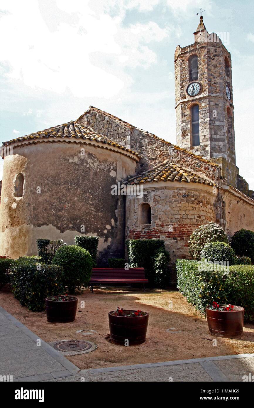 Église de Santa Eulalia, Vilanova de la Muga, Alt Empordà, en Catalogne,  Espagne Photo Stock - Alamy
