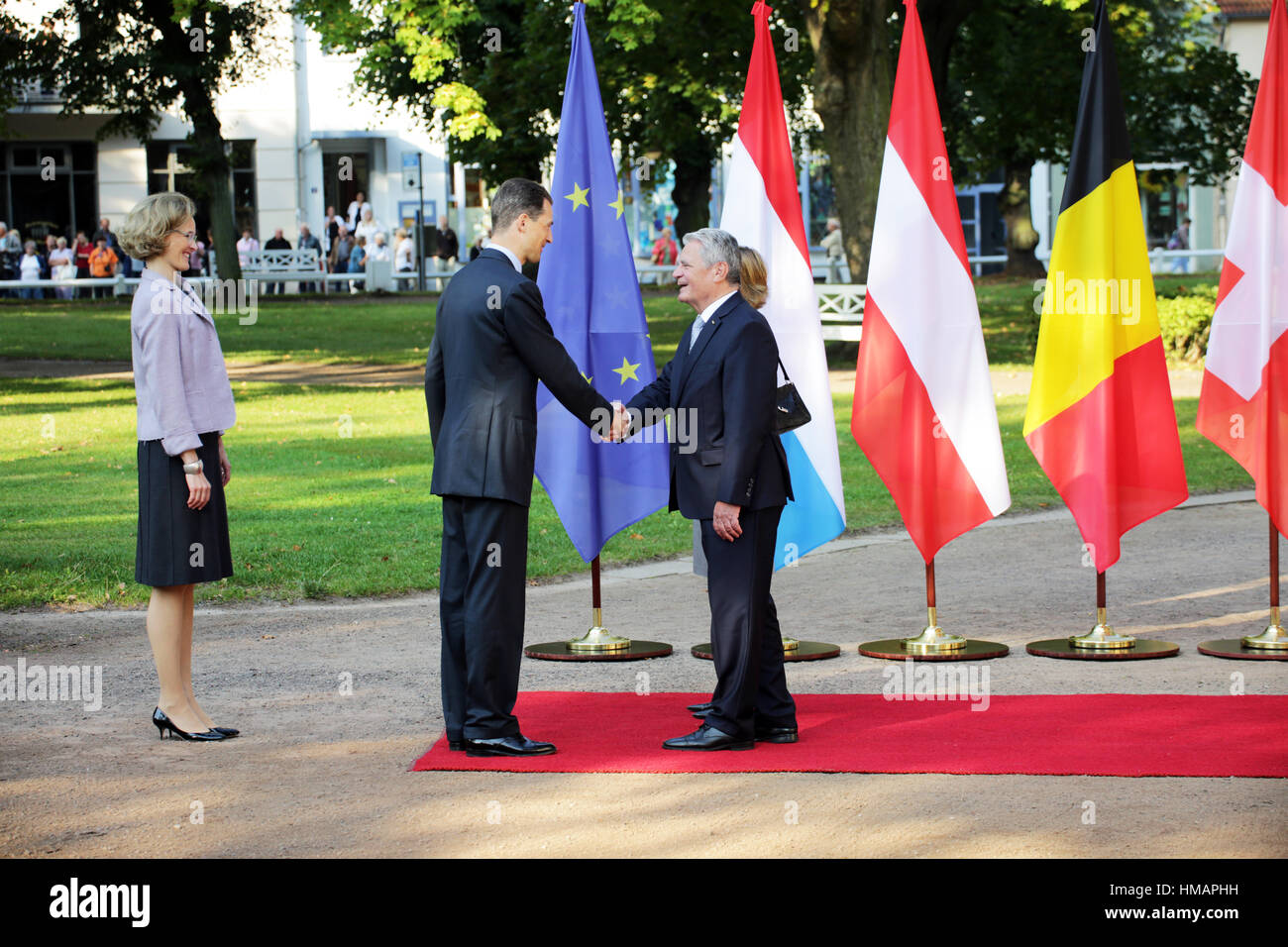 Le Prince Régent de Liechtenstein Alois rencontre le président Gauck sur Septembre 18, 2014 à Bad Doberan, Allemagne. Banque D'Images