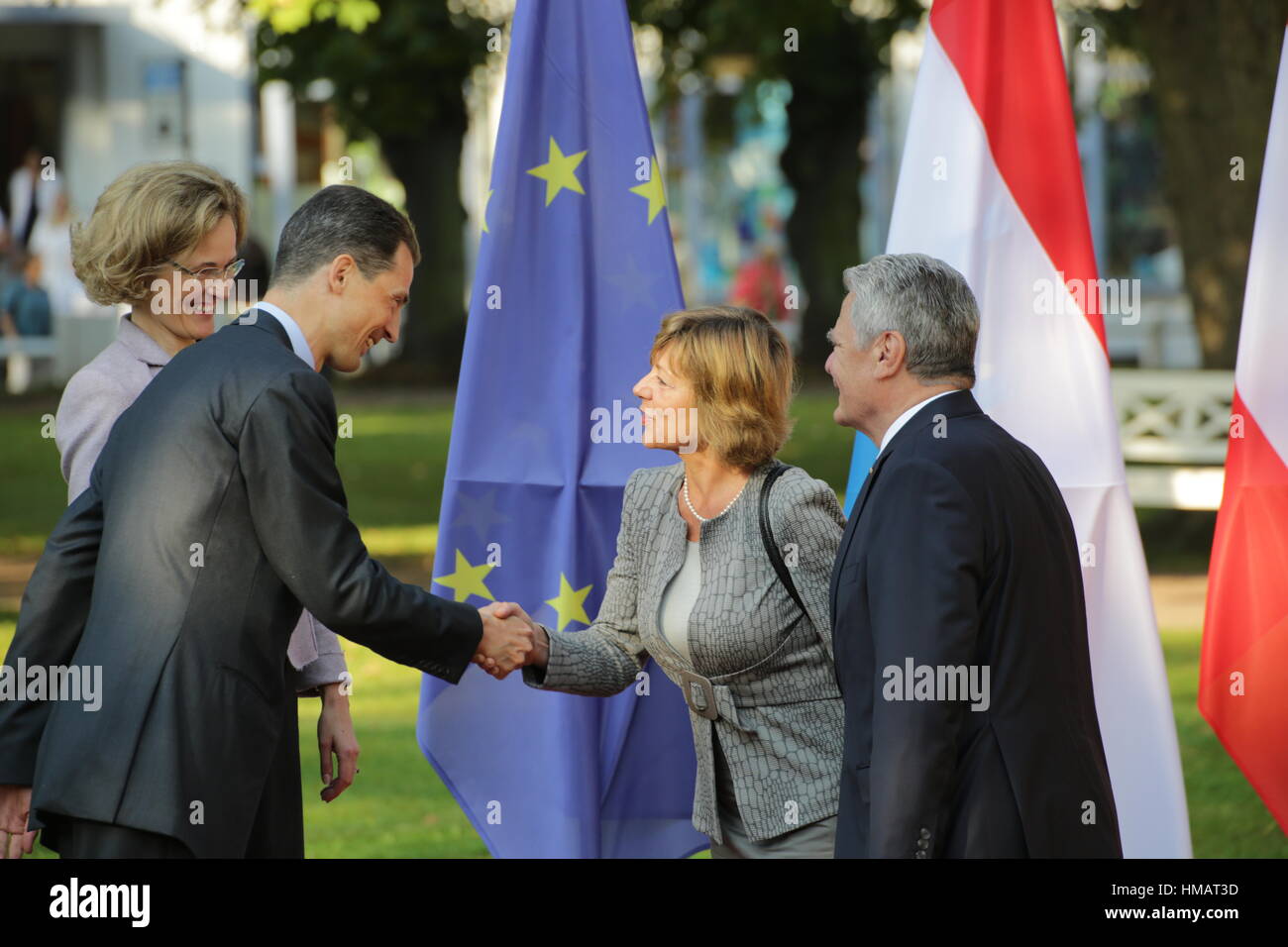Le Prince de Liechtenstein Alois et son conjoint Sophie rencontrer le Président Gauck sur Septembre 18, 2014 à Bad Doberan, Allemagne. Banque D'Images