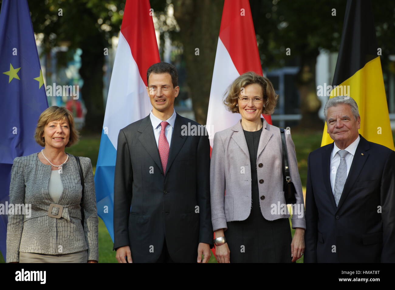 Le Prince de Liechtenstein Alois et son conjoint Sophie rencontrer le Président Gauck sur Septembre 18, 2014 à Bad Doberan, Allemagne. Banque D'Images