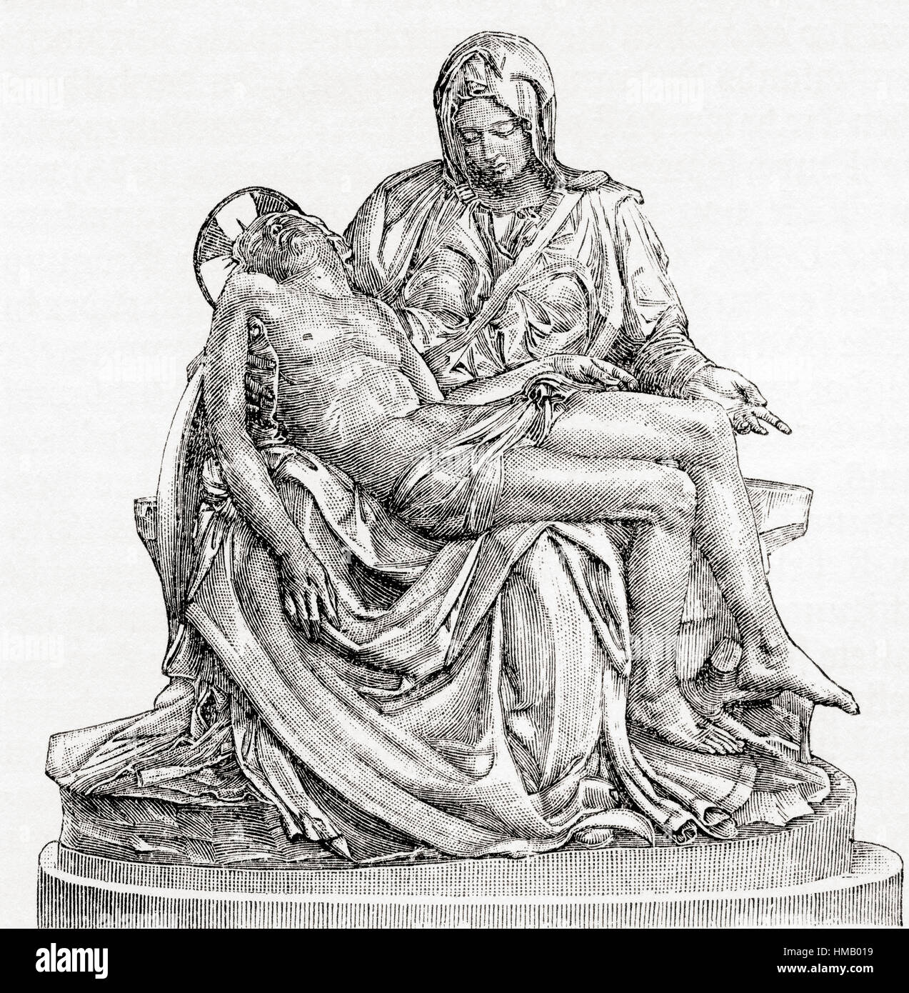 La Pietà de Michel-Ange dans la Basilique Saint Pierre, Rome, Italie. De Meyers lexique, publié en 1928. Banque D'Images