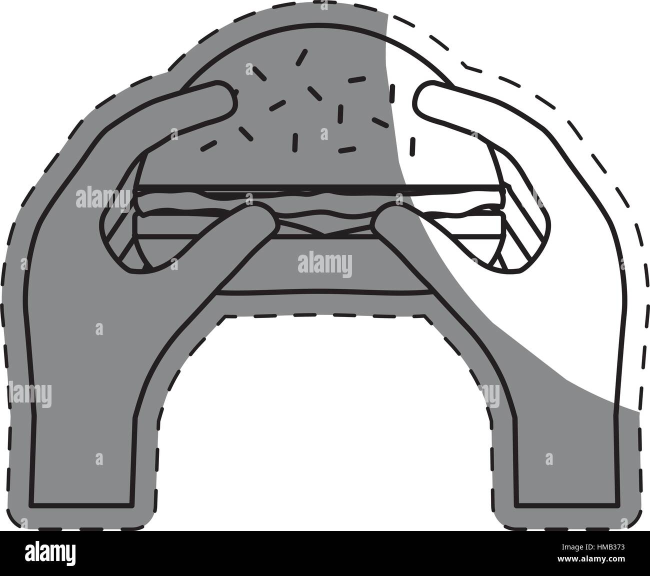Hamburger dans les mains de droit, vector illustration Illustration de Vecteur