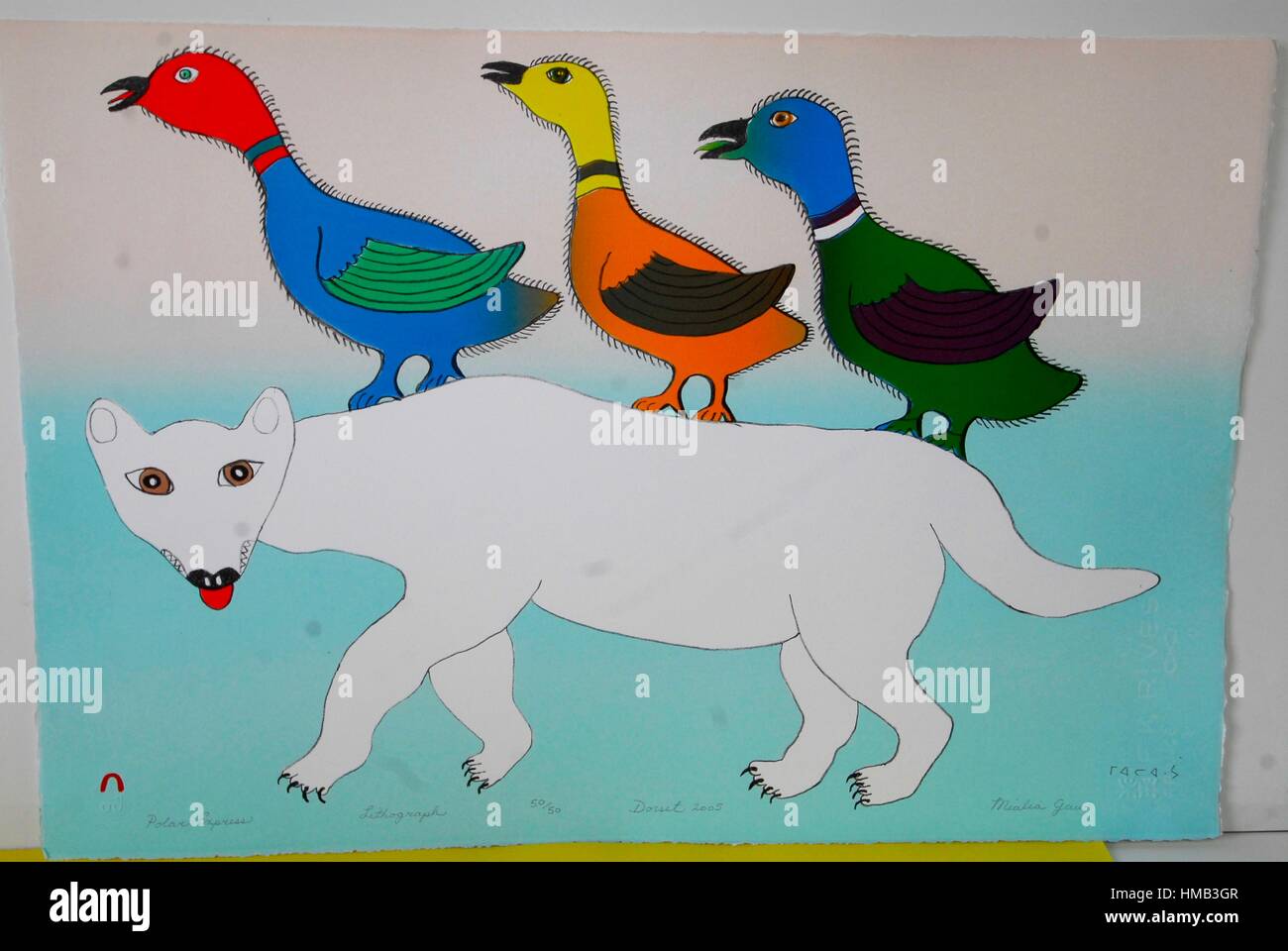 Les techniques de la peinture traditionnelle du Nunavut et d'autres territoires du Nord. L'île de Baffin Sud, Cape Dorset. Le Nunavut., dans le sud de l'île de Baffin. Canadia Banque D'Images