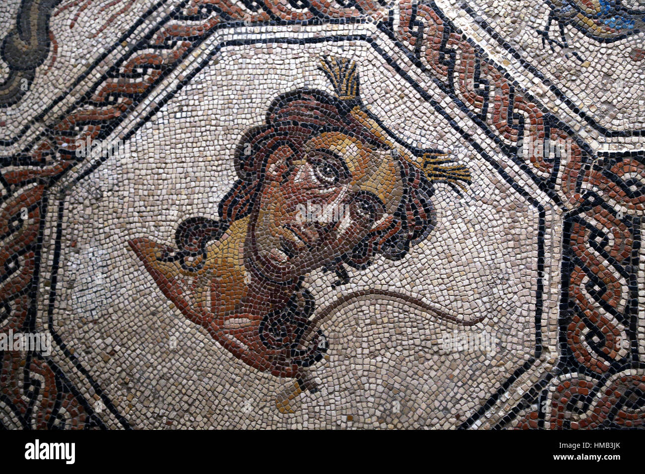 Mosaïque de la Méduse et les saisons. 4ème siècle. Image de 1 saisons. Palencia. L'Espagne. Banque D'Images