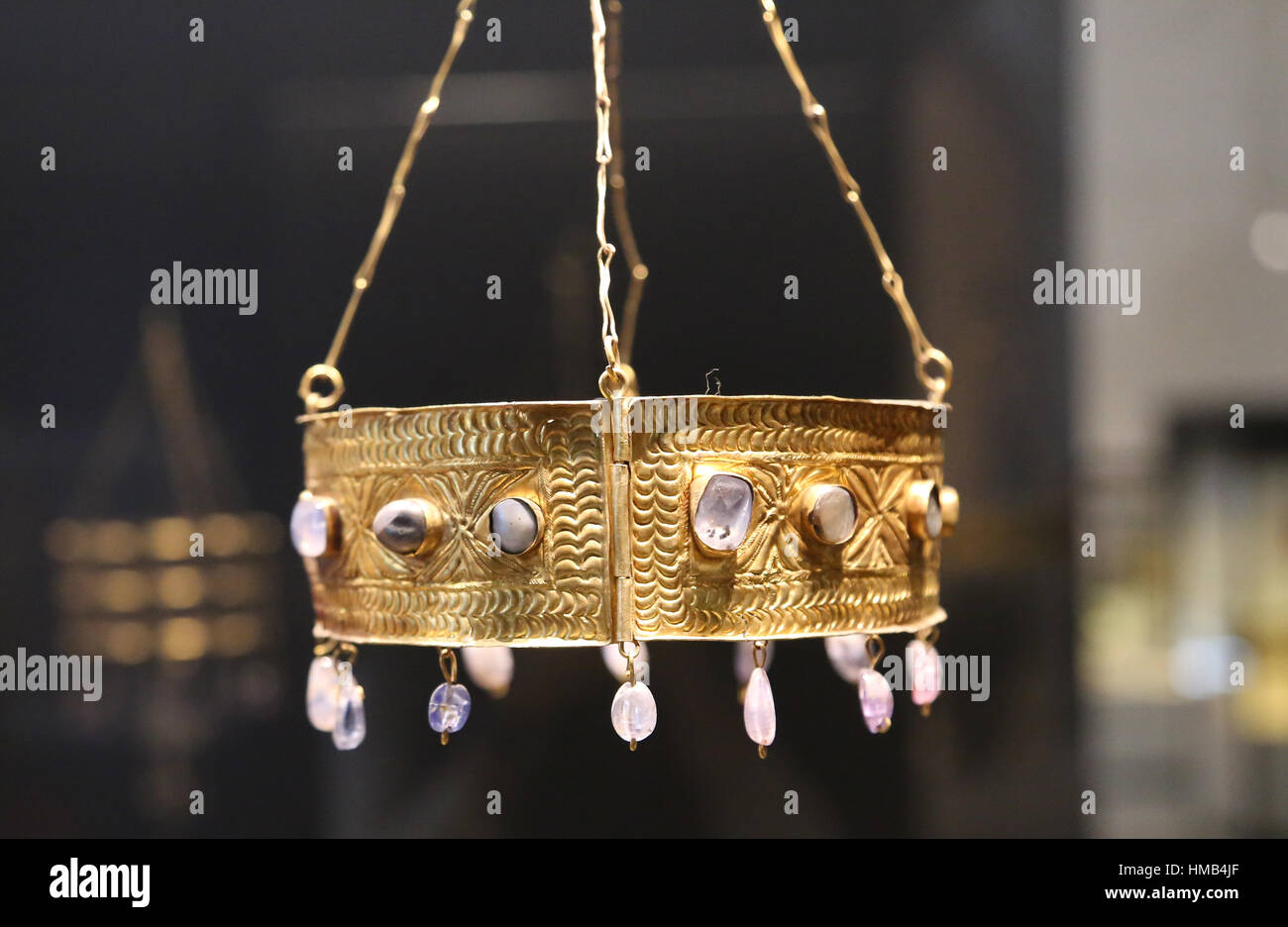 Trésor de Guarrazar. Couronne votive wisigothe. L'or et pierres précieuses. 7e siècle. Guadamur, Toledo, Espagne. Musée Archéologique National, Madrid. Banque D'Images