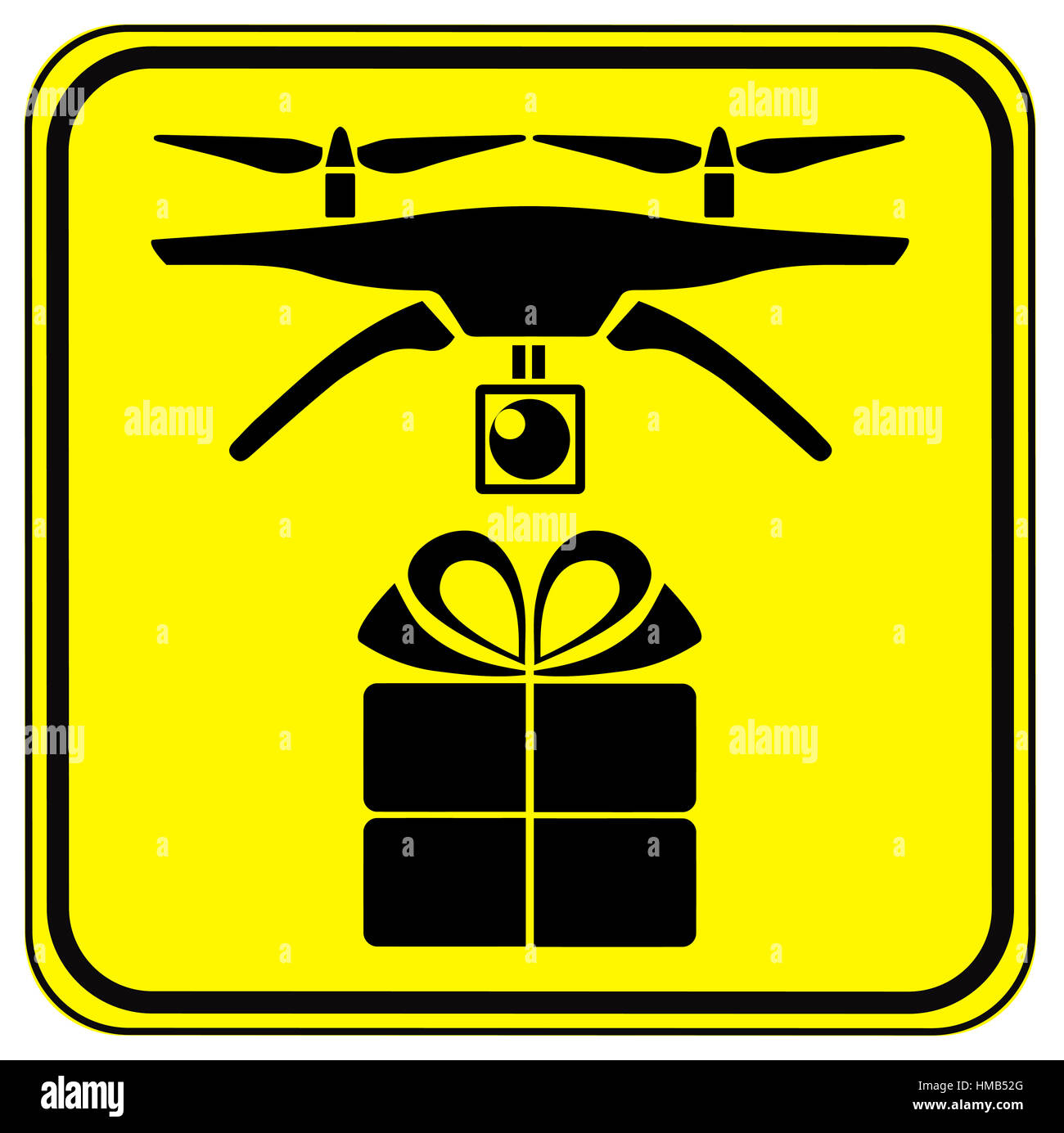 Concept signe d'un robot volant pour livrer les colis Banque D'Images