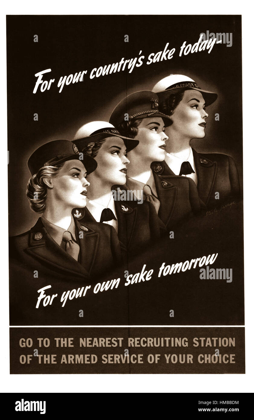 Pour l'amour de votre pays aujourd'hui - dans votre propre intérêt demain/Aller à la station de recrutement le plus près du service armé de votre choix. 1944. Affiche en couleur par Steele Savage. (Bureau des rapports gouvernementaux) Date exacte inconnue Shot #  FICHIER NARA : 044-PA-820 LIVRE Guerres et conflits #  : 730 Banque D'Images