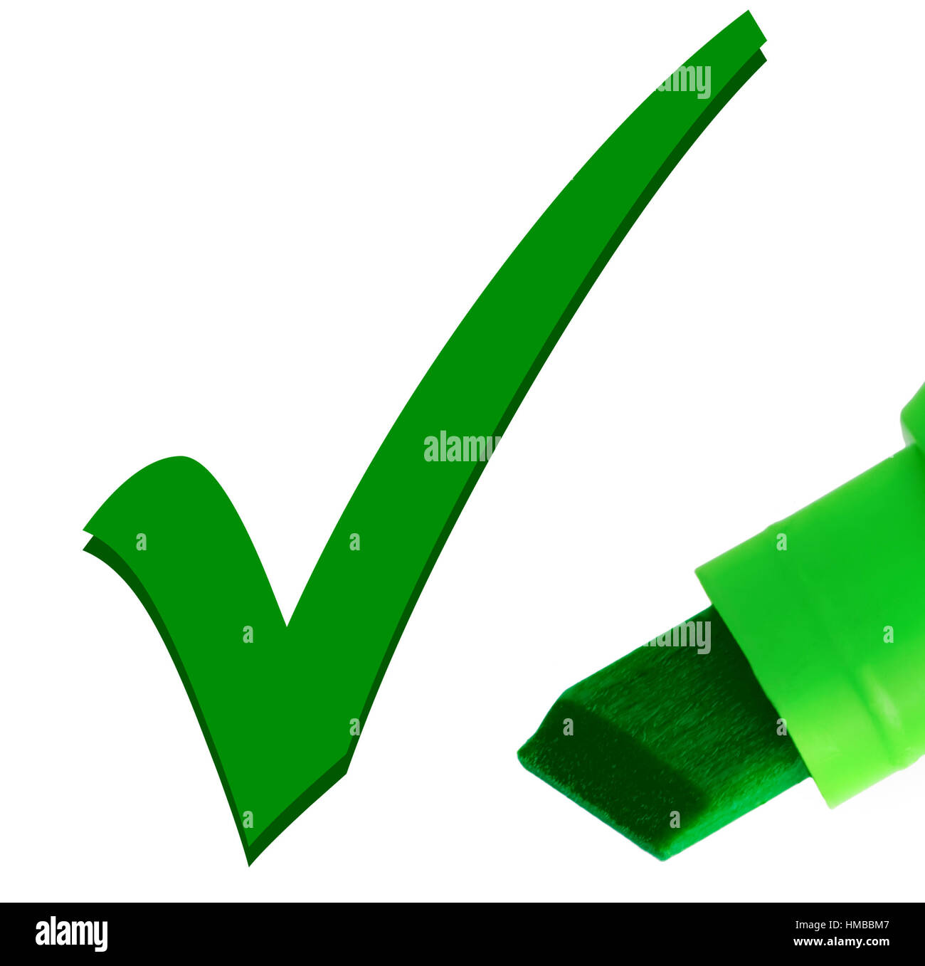 Gros plan macro de feutre vert, contrôle OK coche, grand détail close up  Photo Stock - Alamy
