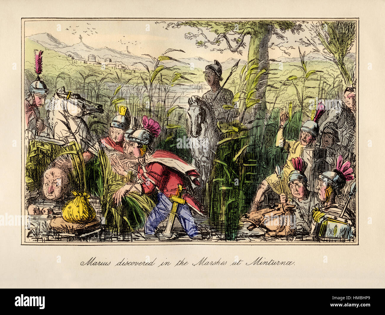 Marius a découvert dans les marais. À partir de 'la bande dessinée Histoire de Rome" par Gilbert à Beckett. Illustré par John Leech publié en 1864. Banque D'Images