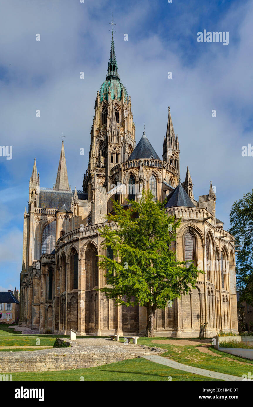 Bayeux (Normandie, nord-ouest de la France) : la cathédrale de Bayeux (Cathédrale Notre-Dame de Bayeux) Banque D'Images