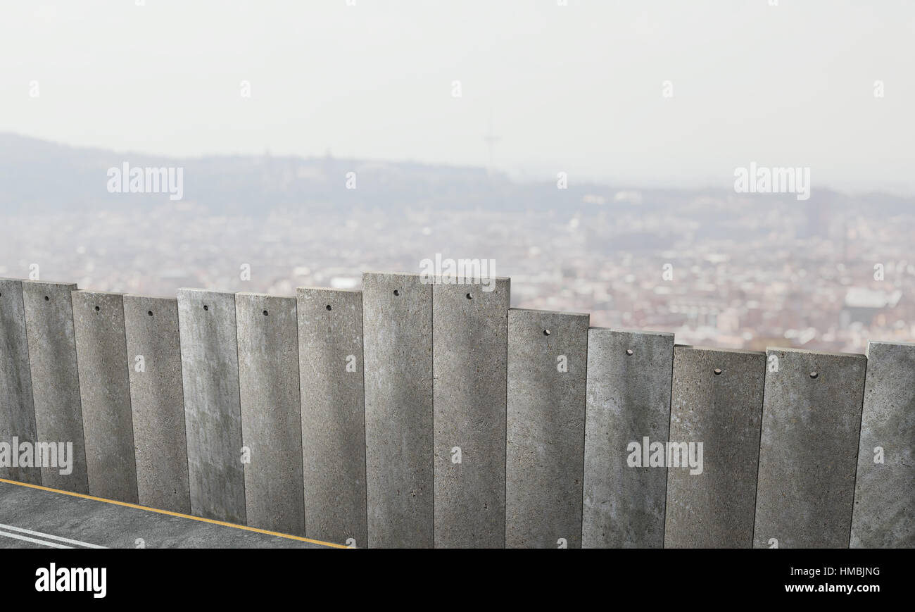 Mur de frontière concept image de rendu 3D Banque D'Images