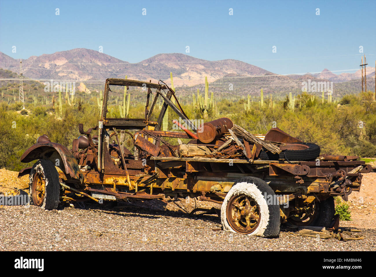 Vintage chariot abandonné au désert de l'Arizona Banque D'Images