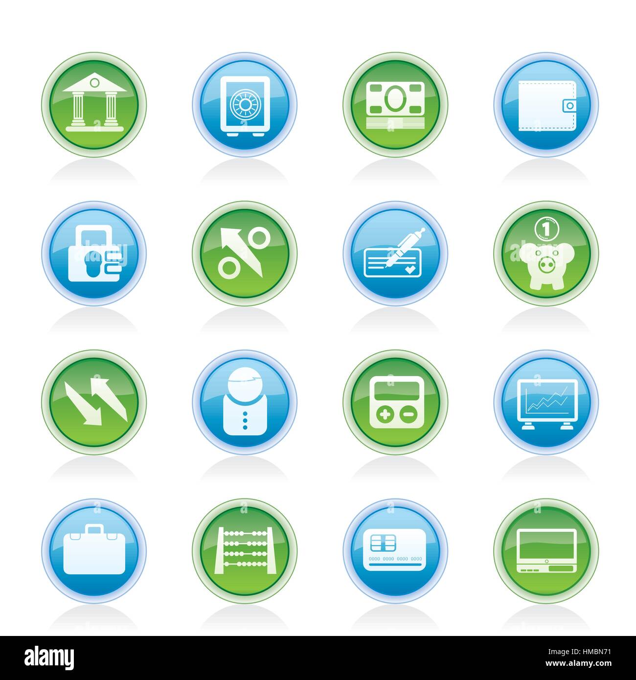 Banque mondiale, le commerce et la finance icons Illustration de Vecteur