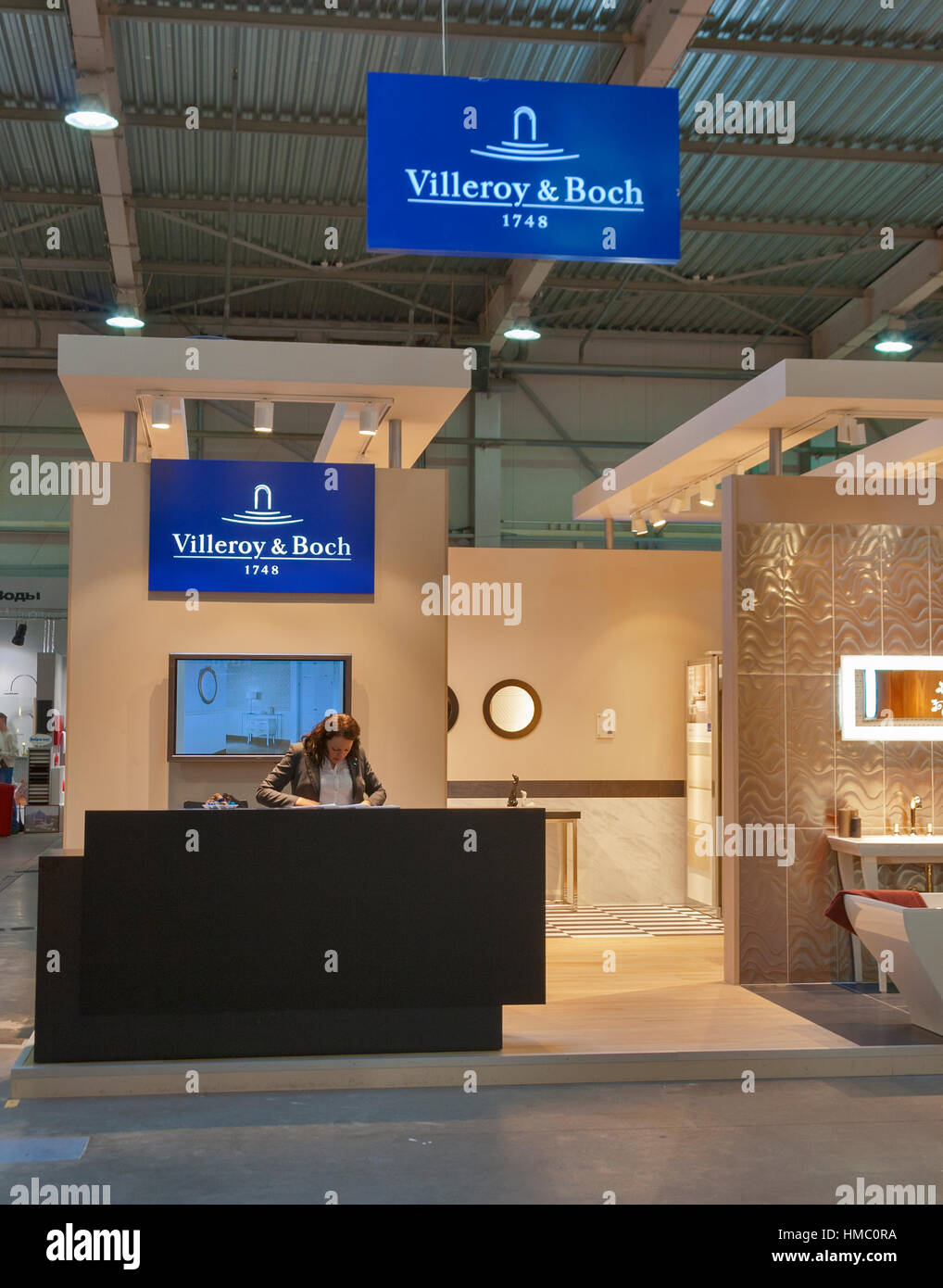 Kiev, Ukraine - 30 mars 2012 : Villeroy & Boch, société allemande d'un grand fabricant de salle de bains céramique fondé 1748 stand pendant 3e International Banque D'Images