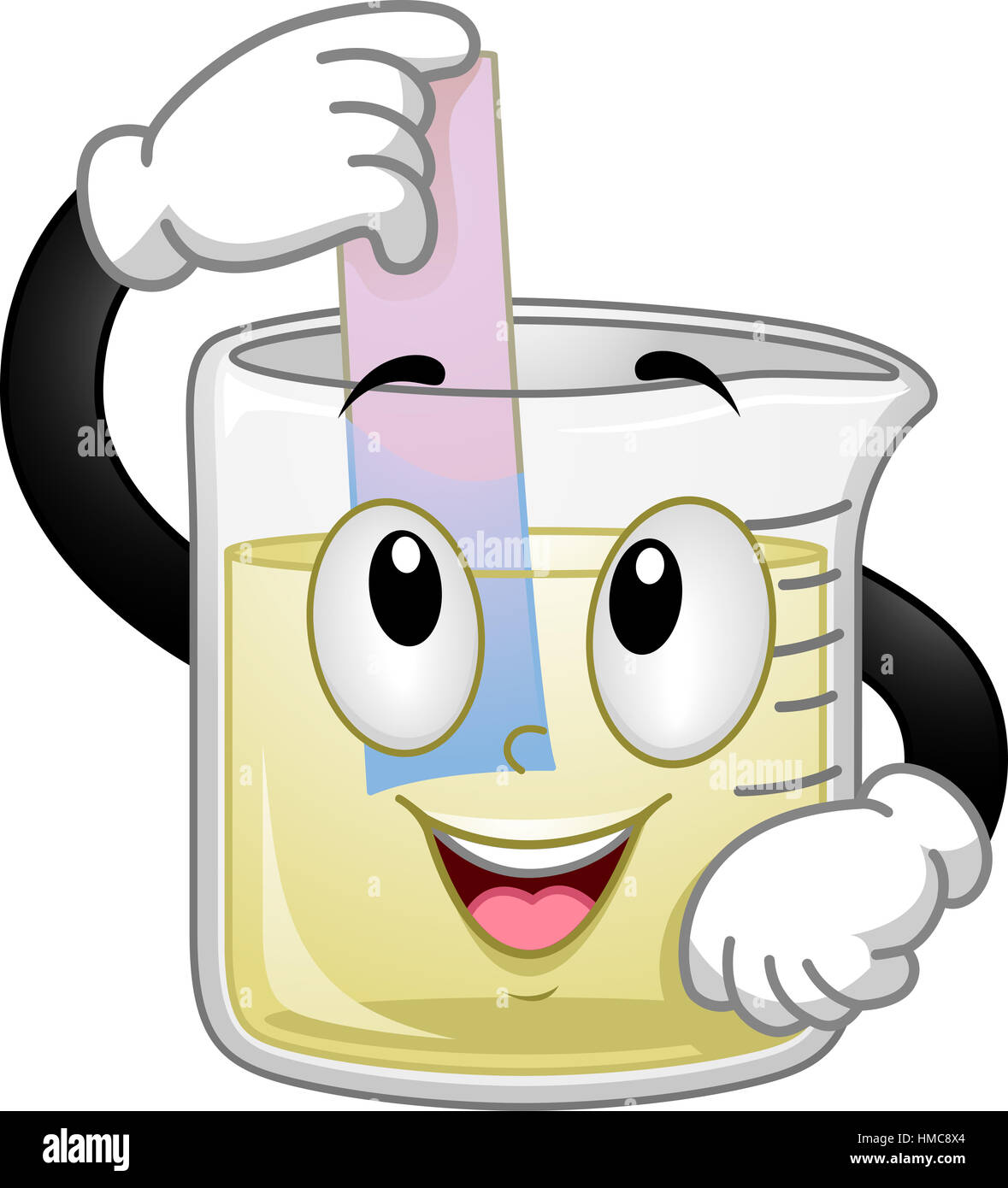 Mascot Illustration d'un bécher d'effectuer un test décisif Banque D'Images